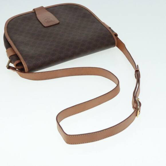 CELINE Macadam Canvas Shoulder Bag Pvc Leather Brown Gold - Picture 7 of 13